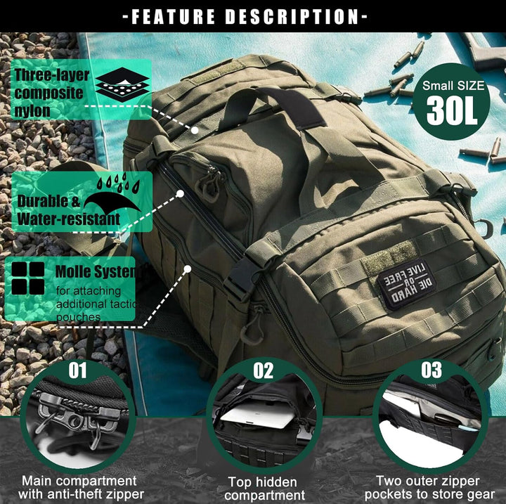 Waterproof Tactical Gym Duffel Backpack – 45L Multi-Use Travel & Sports Bag