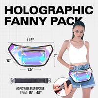 Holographic Bum Bag with Adjustable Strap – Unisex Waist & Festival Pack (1+1 FREE)