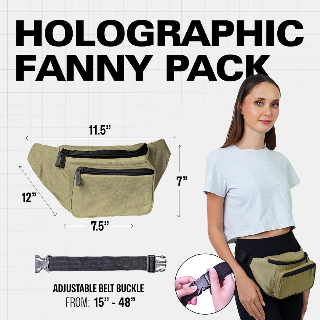 Holographic Bum Bag with Adjustable Strap – Unisex Waist & Festival Pack (1+1 FREE)