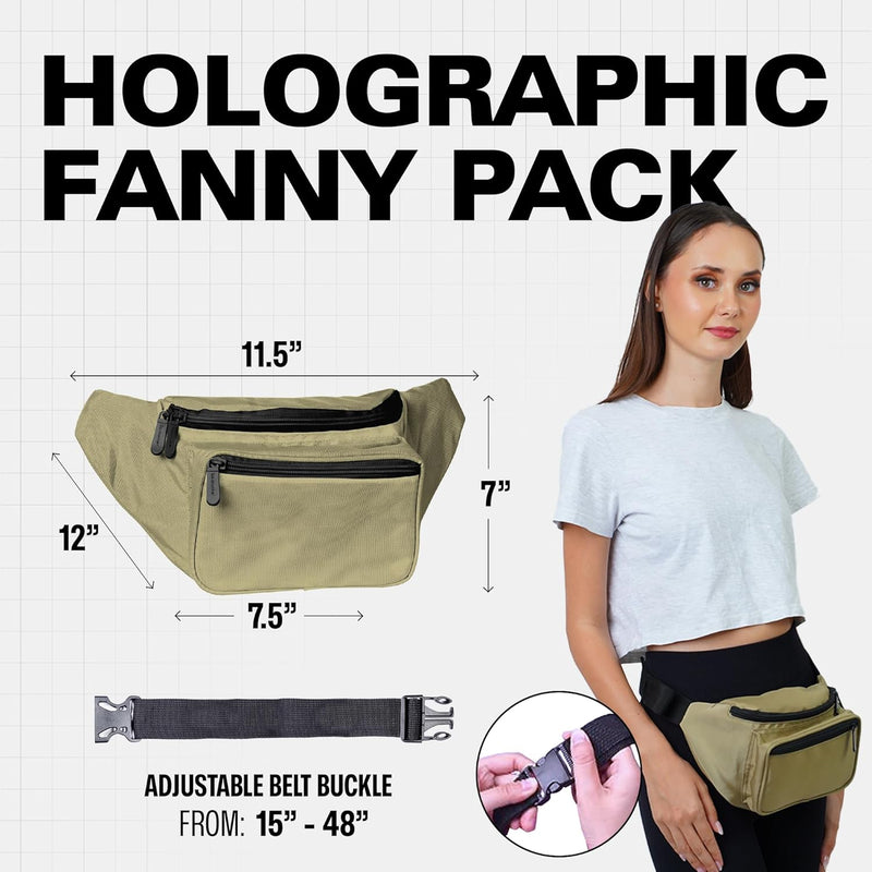 Holographic Bum Bag with Adjustable Strap – Unisex Waist & Festival Pack (1+1 FREE)
