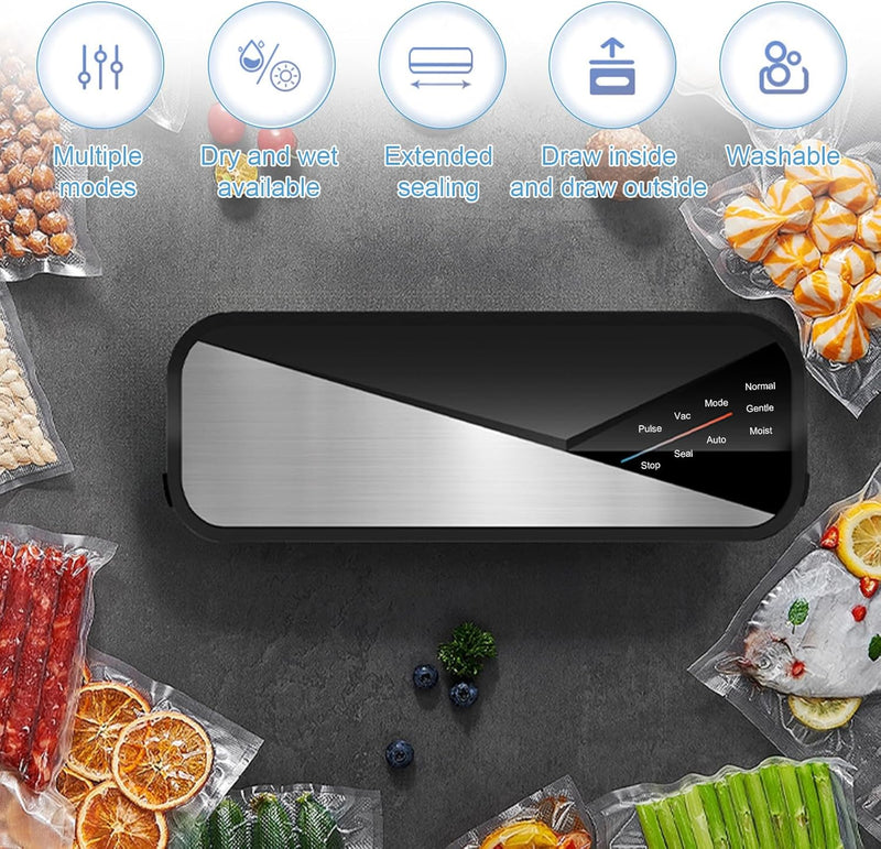 6-in-1 Vacuum Sealer with 80kPa Suction and 30cm Sealing Strip – Fresvyn