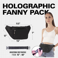 Holographic Bum Bag with Adjustable Strap – Unisex Waist & Festival Pack (1+1 FREE)