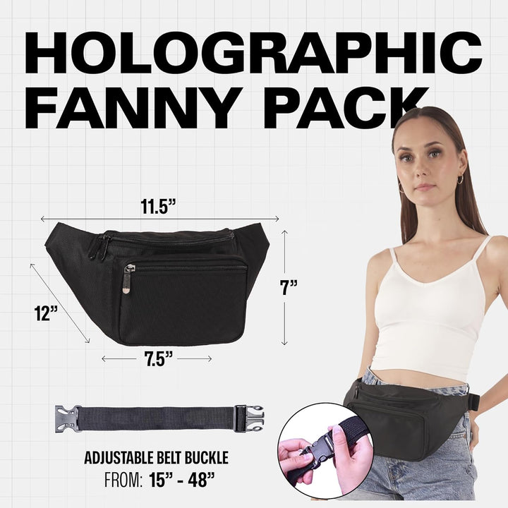 Holographic Bum Bag with Adjustable Strap – Unisex Waist & Festival Pack (1+1 FREE)