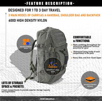 Waterproof Tactical Gym Duffel Backpack – 45L Multi-Use Travel & Sports Bag