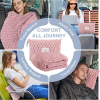 Packable Flannel Travel Blanket with Pillow Bag and Luggage Sleeve – Trevora