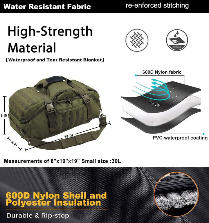 Waterproof Tactical Gym Duffel Backpack – 45L Multi-Use Travel & Sports Bag