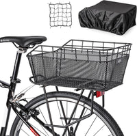 Large Rear Bike Basket with Cargo Net & Waterproof Cover – Orvian