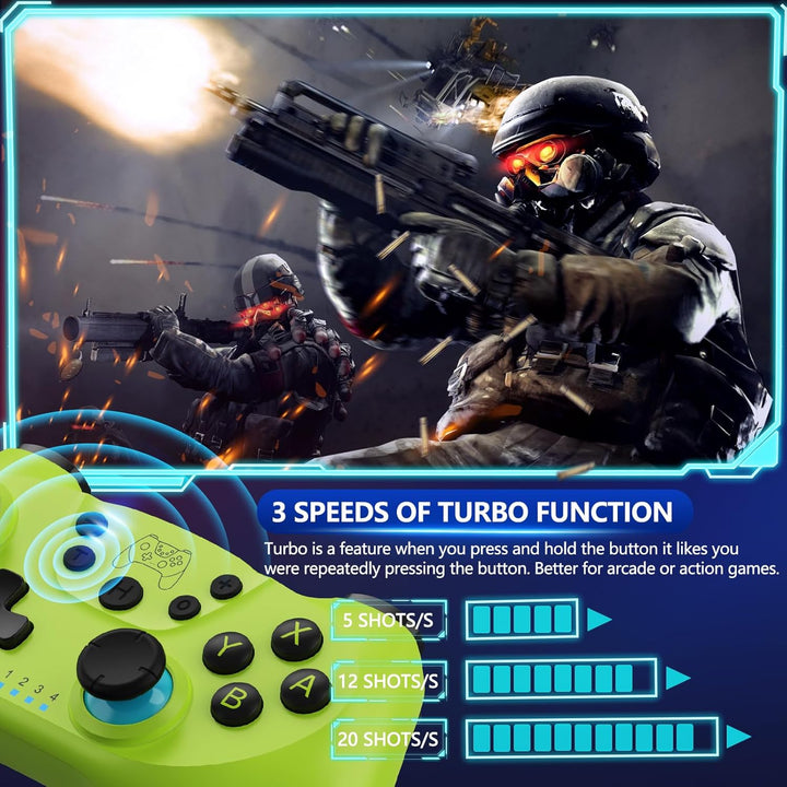 Wireless Switch Controller with Hall Effect Joysticks and Turbo Function – Nexora