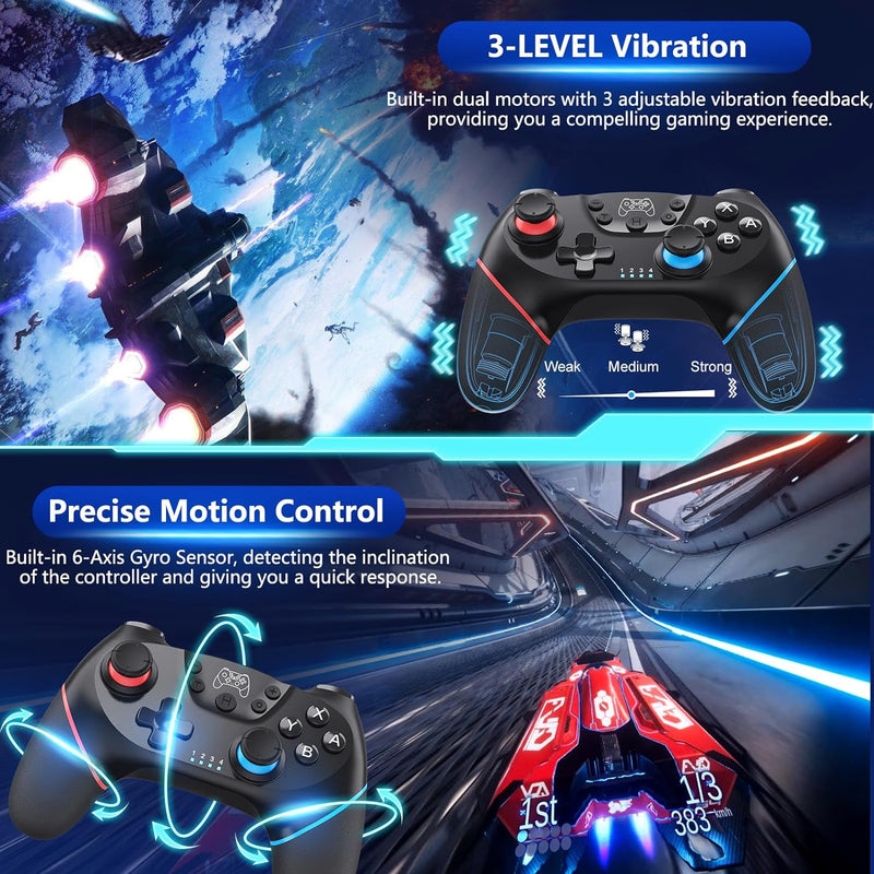 Wireless Switch Controller with Hall Effect Joysticks and Turbo Function – Nexora