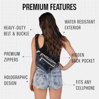 Holographic Bum Bag with Adjustable Strap – Unisex Waist & Festival Pack (1+1 FREE)