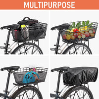 Large Rear Bike Basket with Cargo Net & Waterproof Cover – Orvian