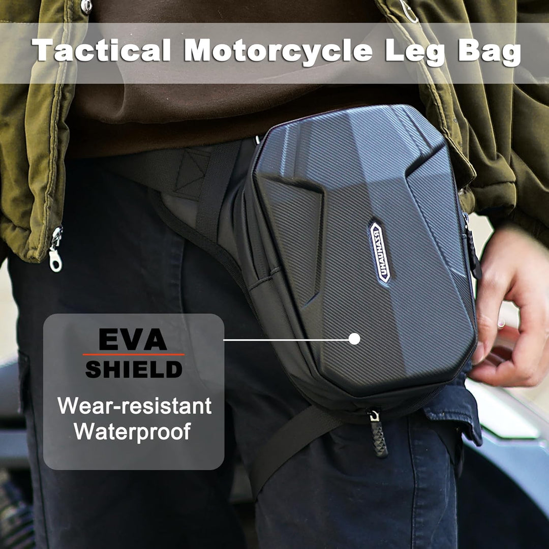 Tactical Motorcycle Leg Bag with Waterproof EVA Shell & Expandable Storage
