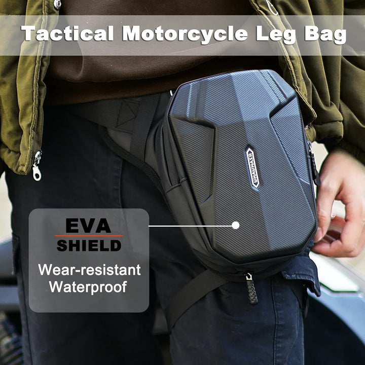 Tactical Motorcycle Leg Bag with Waterproof EVA Shell & Expandable Storage