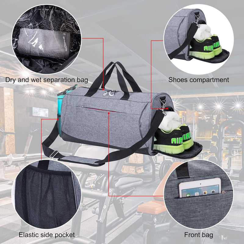 Waterproof 30L Sports Duffel with Shoe Compartment & Wet Pocket – Unisex Gym & Travel Bag