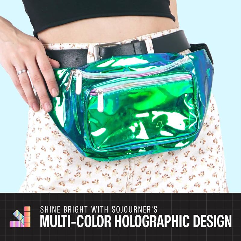 Holographic Bum Bag with Adjustable Strap – Unisex Waist & Festival Pack (1+1 FREE)