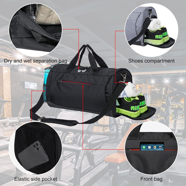Waterproof Sports Duffel with Shoe Compartment & Wet Pocket – 30L Gym & Travel Bag