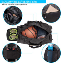Waterproof 35L Gym Duffel with Shoe Compartment & Wet Pocket – Unisex Sports & Travel Bag