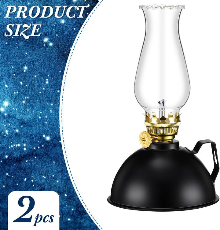 Vintage-Style Glass & Metal Oil Lamps Set of 2 – Ardin