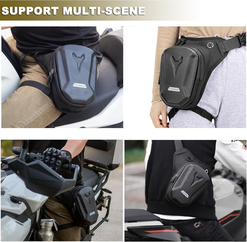Tactical Motorcycle Leg Bag with Waterproof EVA Shell & Expandable Storage