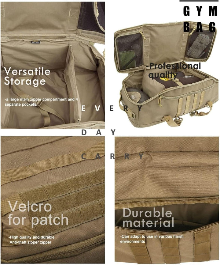 Waterproof Tactical Gym Duffel Backpack – 45L Multi-Use Travel & Sports Bag