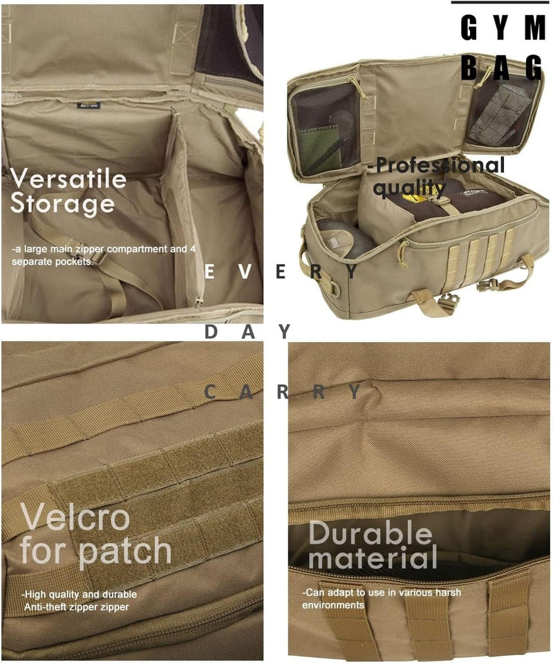Waterproof Tactical Gym Duffel Backpack – 45L Multi-Use Travel & Sports Bag