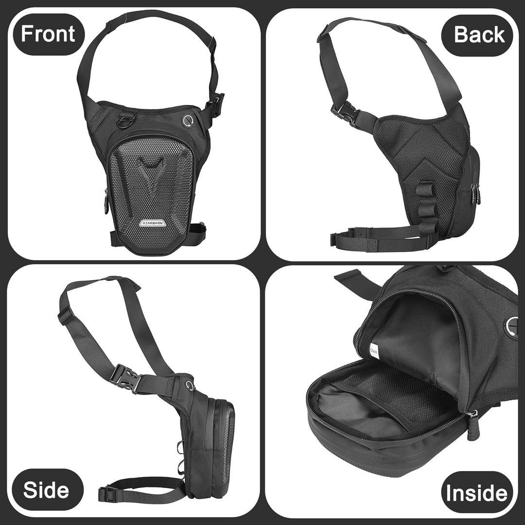 Tactical Motorcycle Leg Bag with Waterproof EVA Shell & Expandable Storage