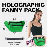 Holographic Bum Bag with Adjustable Strap – Unisex Waist & Festival Pack (1+1 FREE)