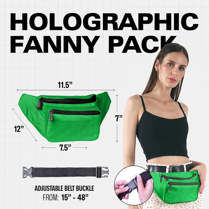 Holographic Bum Bag with Adjustable Strap – Unisex Waist & Festival Pack (1+1 FREE)