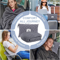 Packable Flannel Travel Blanket with Pillow Bag and Luggage Sleeve – Trevora