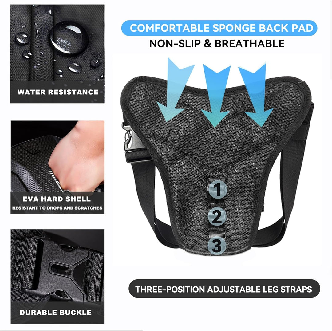 Tactical Motorcycle Leg Bag with Waterproof EVA Shell & Expandable Storage