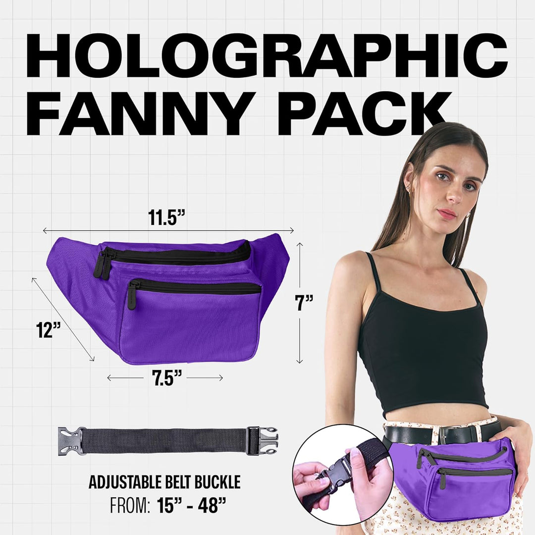 Holographic Bum Bag with Adjustable Strap – Unisex Waist & Festival Pack (1+1 FREE)