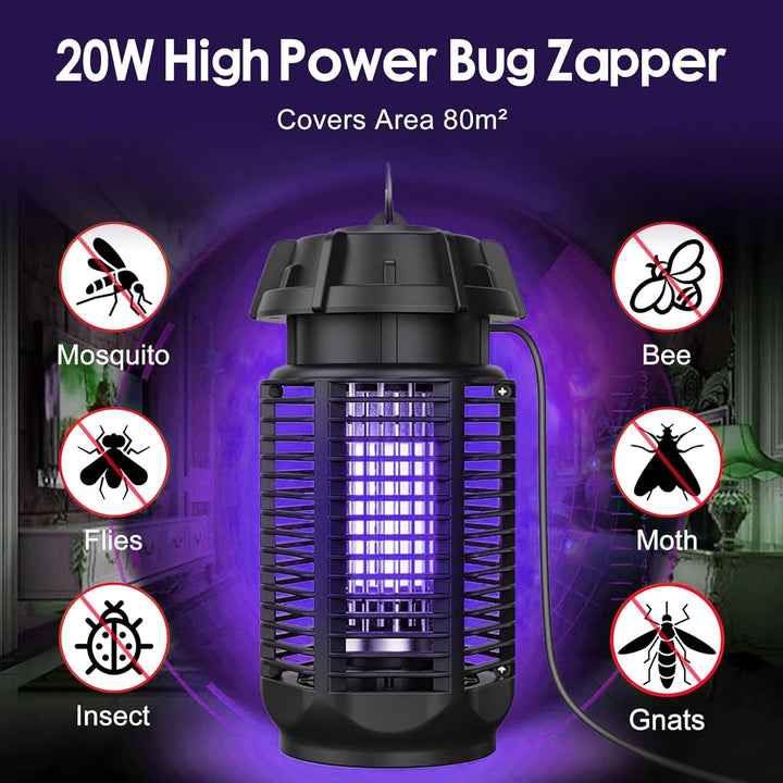 Electric Bug Zapper with 20W UV Light and 4200V Grid, IPX4 Waterproof – Zeytra