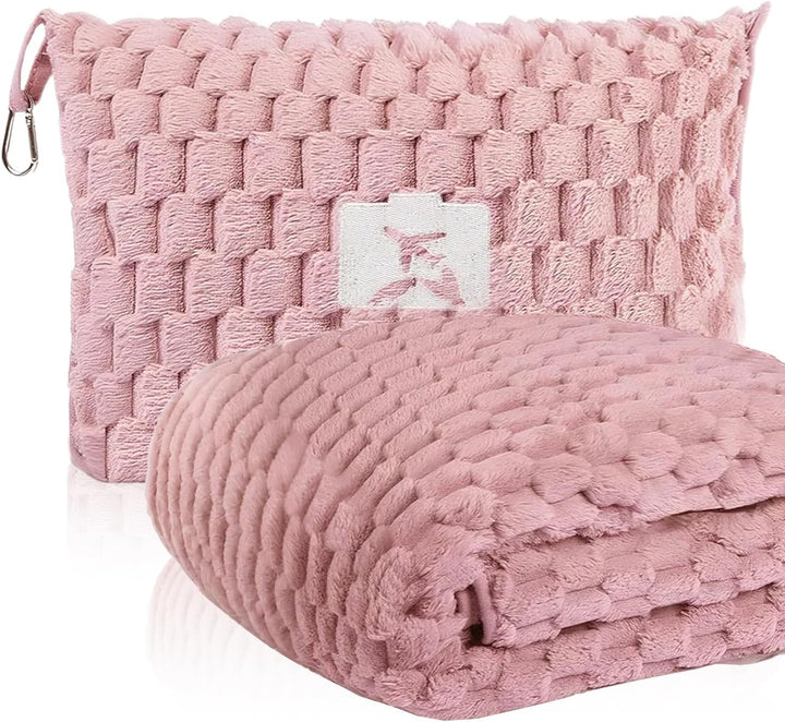 Packable Flannel Travel Blanket with Pillow Bag and Luggage Sleeve – Trevora