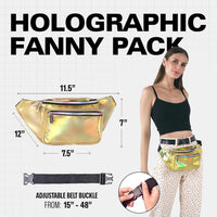 Holographic Bum Bag with Adjustable Strap – Unisex Waist & Festival Pack (1+1 FREE)