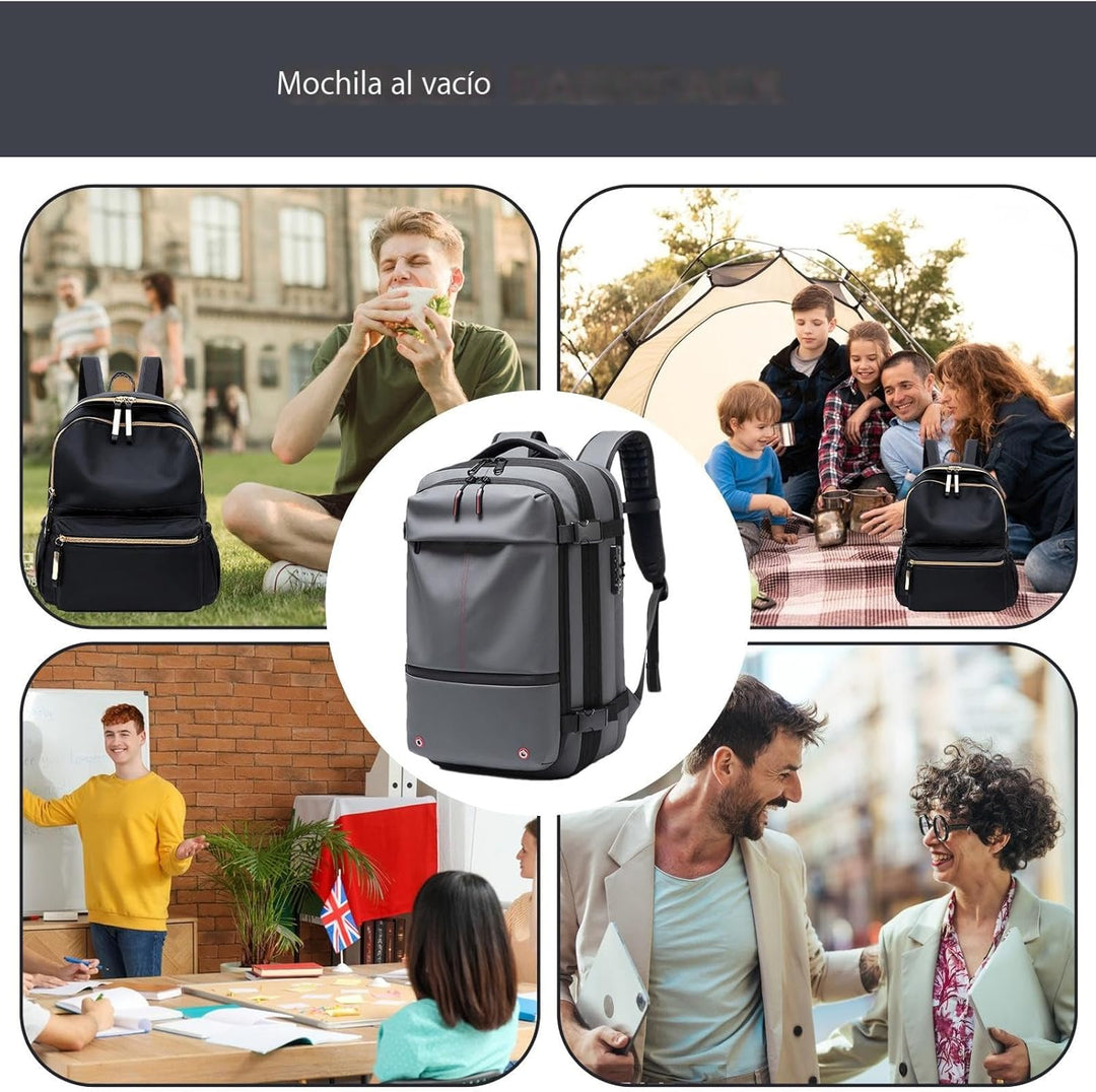 Air Vacuum Backpack – Expandable 60L Waterproof Travel Pack with Laptop Compartment – Trivora