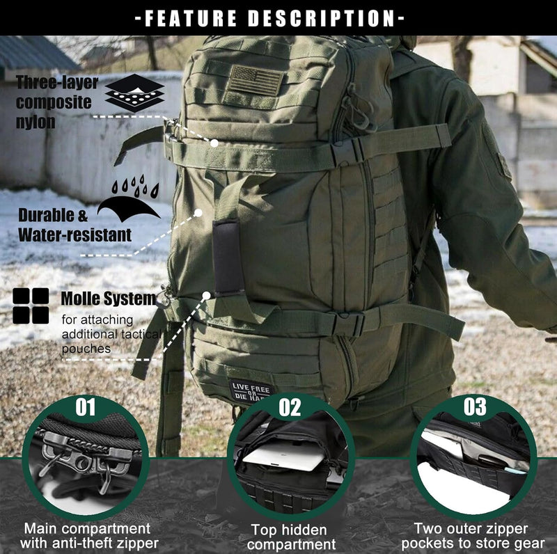 Waterproof Tactical Gym Duffel Backpack – 45L Multi-Use Travel & Sports Bag