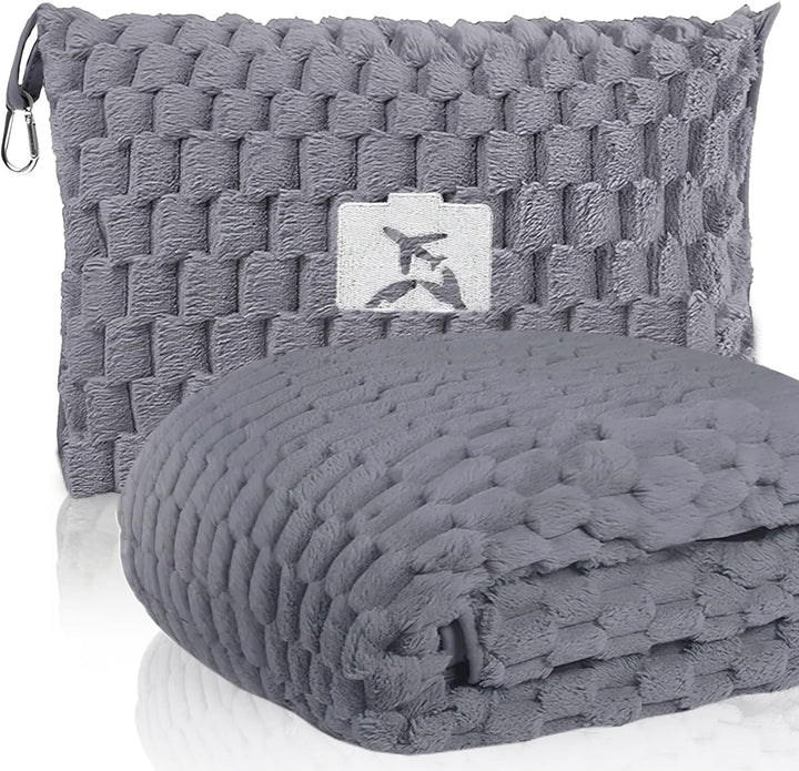 Packable Flannel Travel Blanket with Pillow Bag and Luggage Sleeve – Trevora
