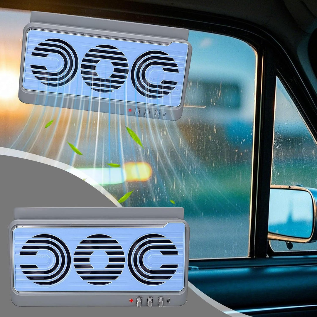 Solar Car Window Fan – Dual Duct Ventilation Exhaust & Cooling Accessory – Aurovent