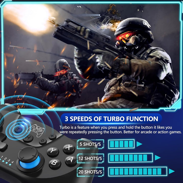 Wireless Switch Controller with Hall Effect Joysticks and Turbo Function – Nexora
