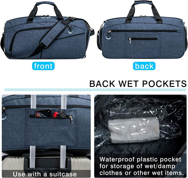 Waterproof 35L Gym Duffel with Shoe Compartment & Wet Pocket – Unisex Sports & Travel Bag