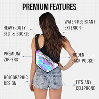 Holographic Bum Bag with Adjustable Strap – Unisex Waist & Festival Pack (1+1 FREE)