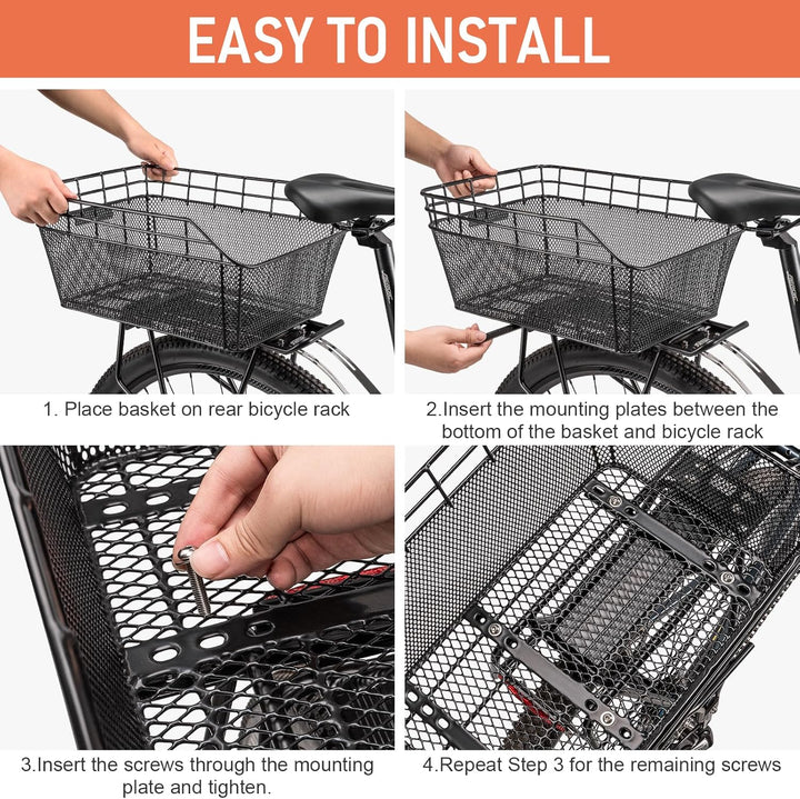 Large Rear Bike Basket with Cargo Net & Waterproof Cover – Orvian