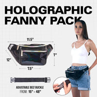 Holographic Bum Bag with Adjustable Strap – Unisex Waist & Festival Pack (1+1 FREE)