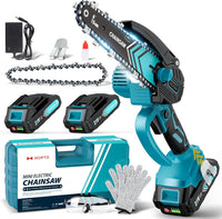 Cordless Mini Chainsaw 6 Inch with LED Light & 21V Battery – TimberCut