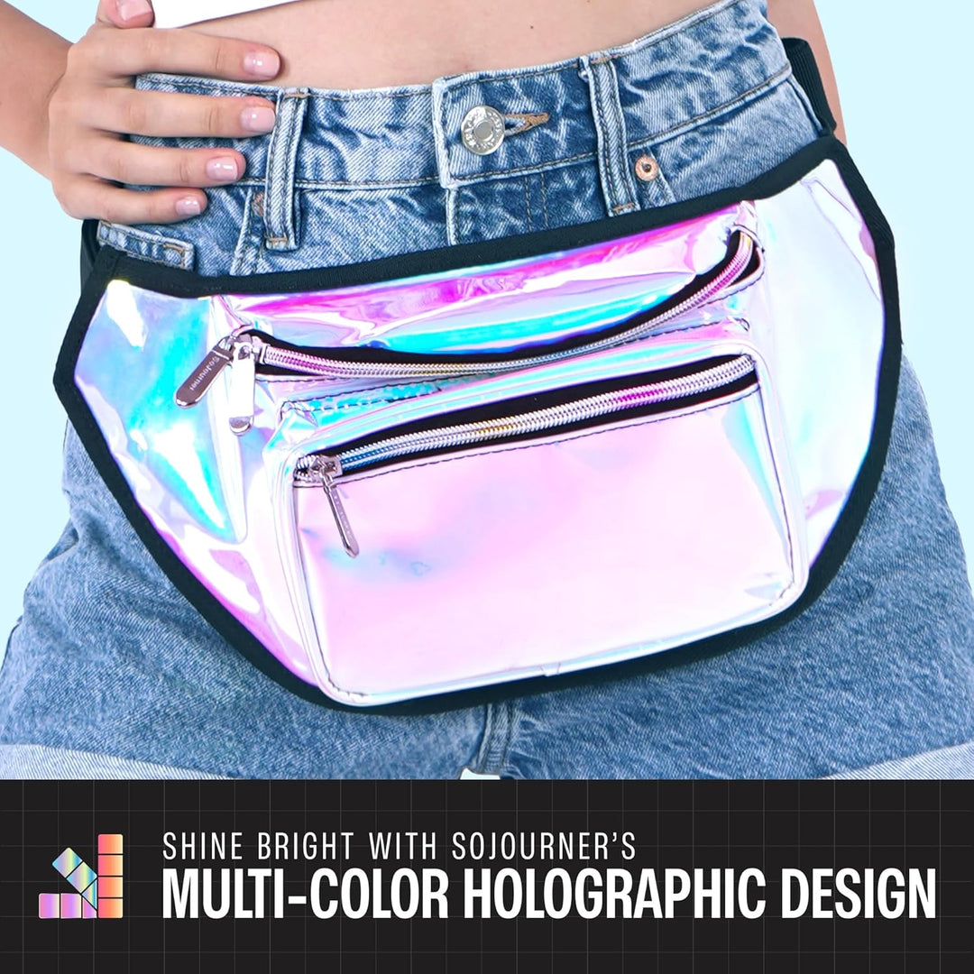 Holographic Bum Bag with Adjustable Strap – Unisex Waist & Festival Pack (1+1 FREE)