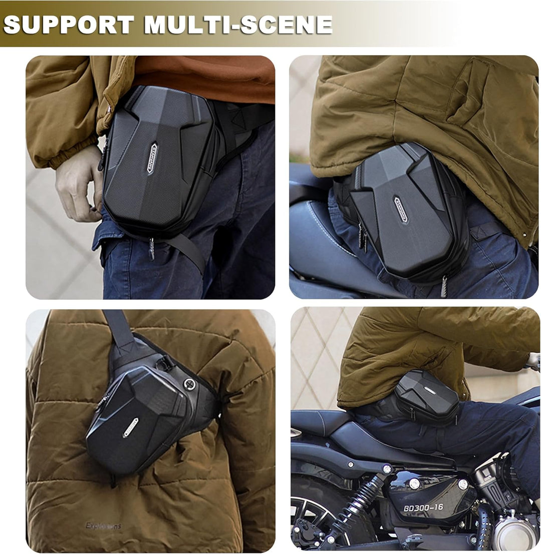 Tactical Motorcycle Leg Bag with Waterproof EVA Shell & Expandable Storage