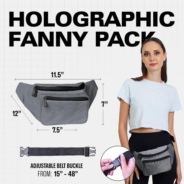 Holographic Bum Bag with Adjustable Strap – Unisex Waist & Festival Pack (1+1 FREE)