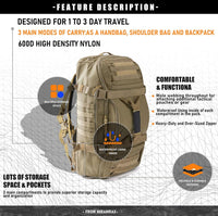 Waterproof Tactical Gym Duffel Backpack – 45L Multi-Use Travel & Sports Bag