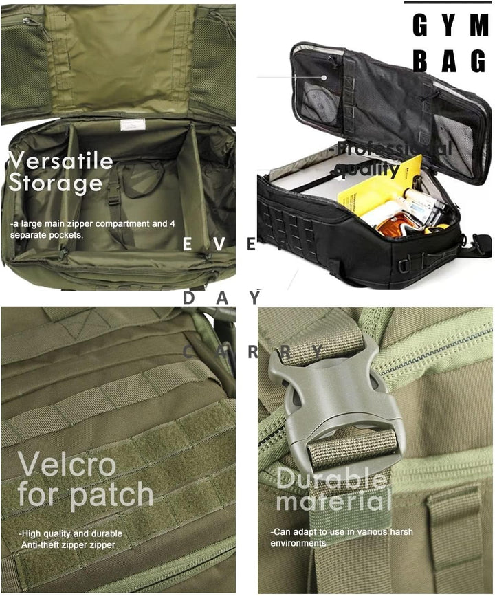Waterproof Tactical Gym Duffel Backpack – 45L Multi-Use Travel & Sports Bag
