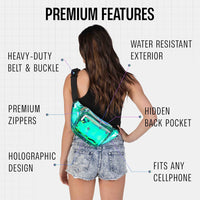 Holographic Bum Bag with Adjustable Strap – Unisex Waist & Festival Pack (1+1 FREE)
